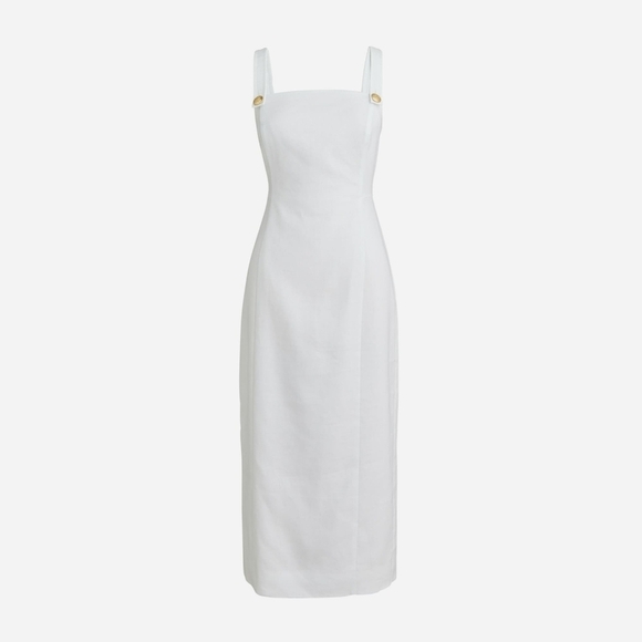J. Crew Dresses & Skirts - J. Crew White Midi Square-Neck Button-Strap Dress